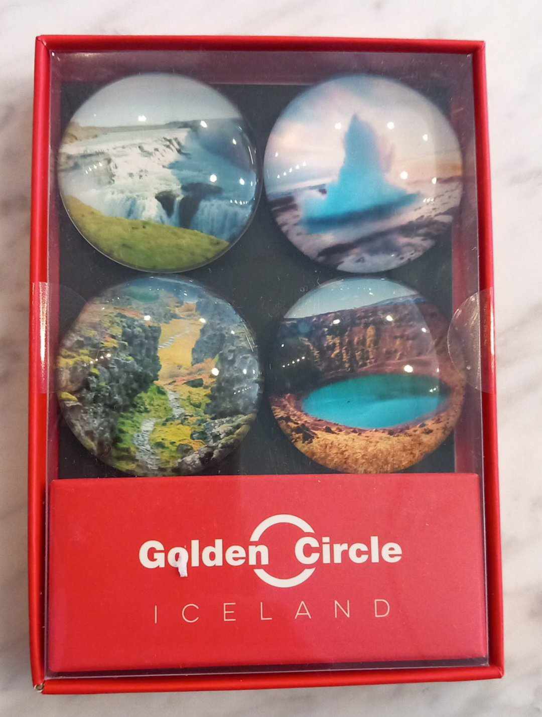 Glass magnets of Golden Circle, Iceland Glass magnets of Golden Circle, Iceland